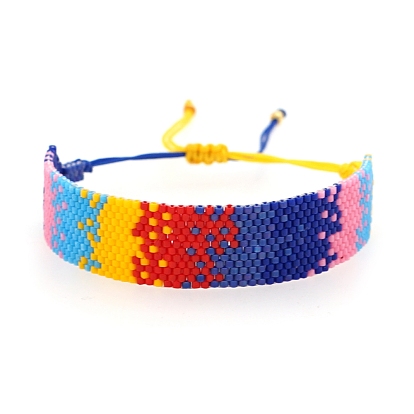 Miyuki Seed Braided Bead Bracelet, Wide Band Link Friendship Bracelet for Women