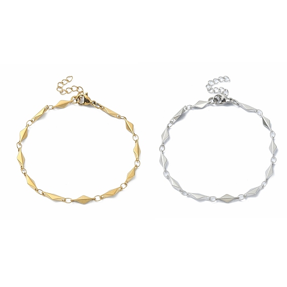 304 женские браслеты-цепочки с ромбическими звеньями из нержавеющей стали