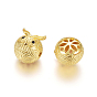 Brass Beads, with Cubic Zirconia, Long-Lasting Plated, Owl