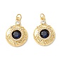 Подвески из латуни с микропаве из прозрачного и темно-синего кубического циркония, без кадмия, без никеля и без свинца, плоско-круглые