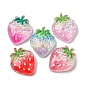 Светящиеся кабошоны из прозрачной смолы, клубника, с блестка, светится в темноте