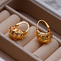 Chic Chinese-style Hollow Bird's Nest Earrings with French Charm and Gold-tone Personality