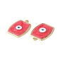 Brass Enamel Pendants, Real 18K Gold Plated, Long-Lasting Plated, Rectangle with Evil Eye Charm