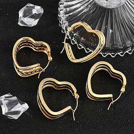 Сердце 304 нержавеющей стали серьги обруча, ионное покрытие (ip)