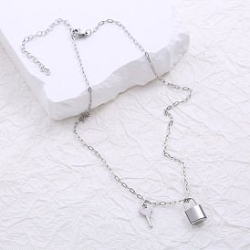 Минималистичные ожерелья с замком-ключом из нержавеющей стали для женщин