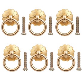 Кольца для выдвижных ящиков из сплава, цветочный шкаф с ручками для ящика, аксессуары для дверных ручек, с латунным винтом