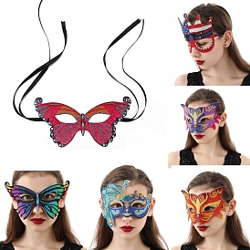 Diy 5d kits de masques de mascarade d'animaux de peinture au diamant, y compris masque, strass de résine, stylo collant diamant, plaque de plateau et pâte à modeler