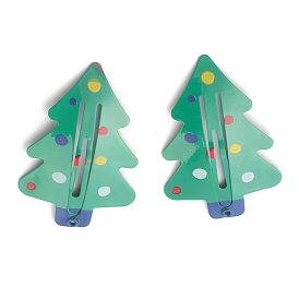 Baking Paint Iron Snap Hair Clips, for Christmas, Christmas Trees