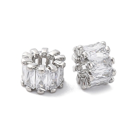 Латунные микро проложить Цирконий Европейский бисером, колонка, бусины с большим отверстием, стойки покрытие, долговечный, без свинца и без кадмия