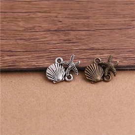 Tibetan Style Alloy Connector Charms, Shell & Starfish Links