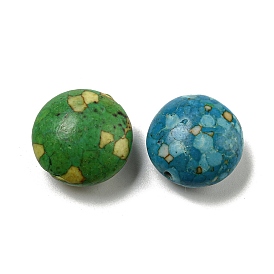 Dyed Synthetic Turquoise Beads, Flat Round