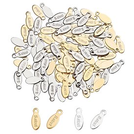 304 Stainless Steel Charms, Chain Extender Drop, Oval with Word Steel