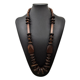 Богемные геометрические дисковые ожерелья из дерева и кокоса с градуированным размером бусин для женщин.