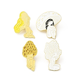 Mushroom Girl Enamel Pin, Gold Plated Alloy Cute Badge for Backpack Clothes