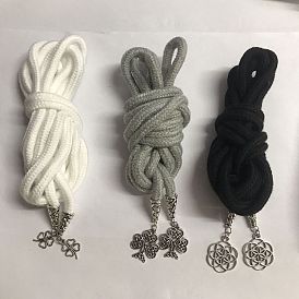 Ramilletes de muñeca de cordón de polialgodón para boda, decoraciones de fiesta, Con colgante de aleación de estilo tibetano, trébol/flor/árbol