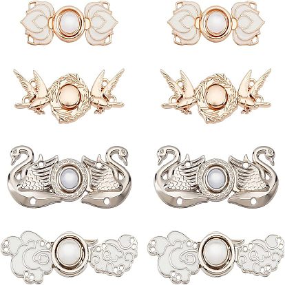 4 Style Alloy Enamel Adjustment Waist Tightener Buckle Buttons, for Dress Jeans Too Big Loose, Mixed Shapes
