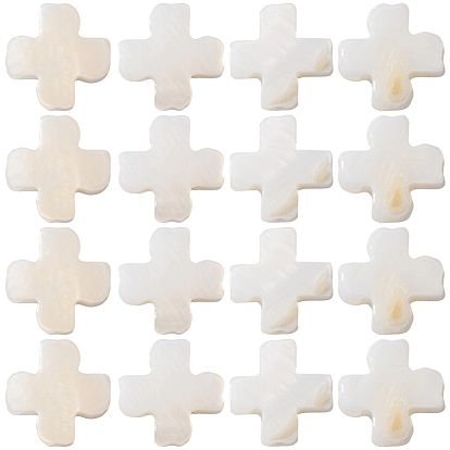 2 нити из натуральных пресноводных бусин из ракушек, крестик