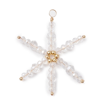 Стеклянные подвески на рождественскую тематику, с медной проволокой, золотые, снежинка