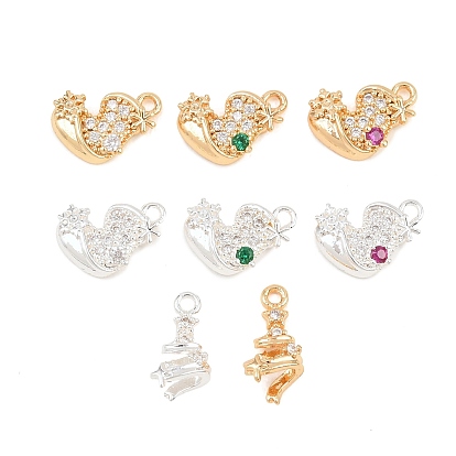 Рождественские латунные подвески с микропаве из фианита, рождественские носки/подвески на елку