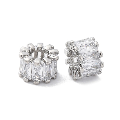 Латунные микро проложить Цирконий Европейский бисером, колонка, бусины с большим отверстием, стойки покрытие, долговечный, без свинца и без кадмия