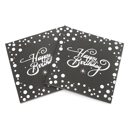 Paper Tissue, Disposable Napkins, for Birthday Party Decorations, Square with Word Happy Birthday