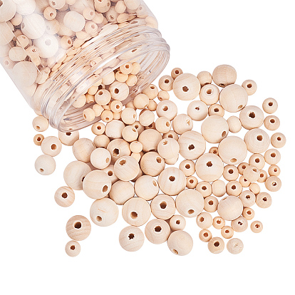 Perles rondes en bois non fini
