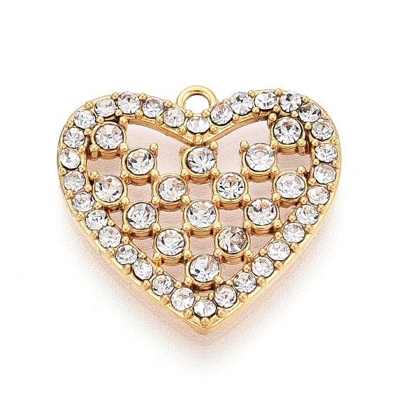 303 подвески из нержавеющей стали, со стразами, сердце прелести, ионное покрытие (ip), долговечный