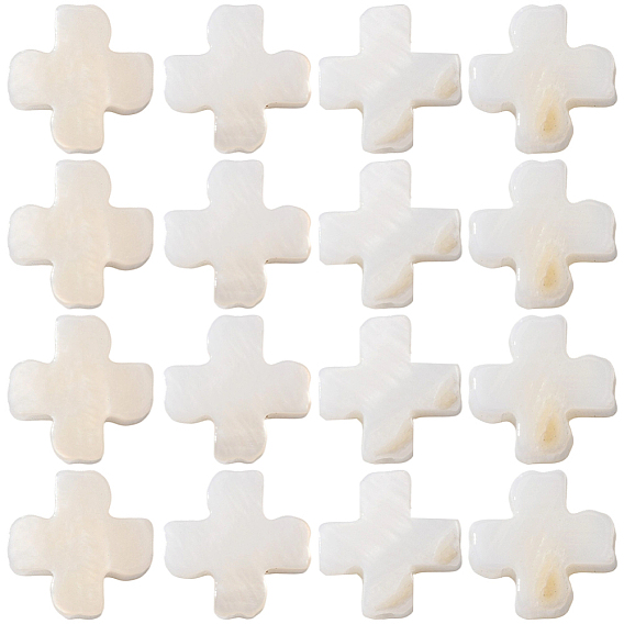 2 нити из натуральных пресноводных бусин из ракушек, крестик