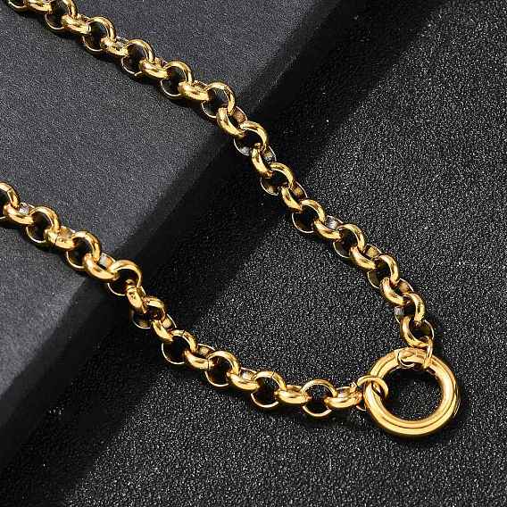 304 Женские ожерелья-цепочки Rolo с подвеской из нержавеющей стали с пружинным замком, ионное покрытие (ip)