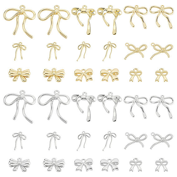 36шт 18 цвета подвески из сплава с покрытием стойки, бантом, без кадмия, без никеля и без свинца