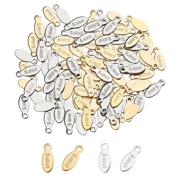304 Stainless Steel Charms, Chain Extender Drop, Oval with Word Steel