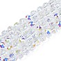 Electroplate Transparent Glass Beads Strands, AB Color Plated, Faceted, Rondelle