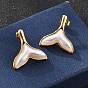 201 серьги-гвоздики в форме хвоста русалки из нержавеющей стали, с 304 штифтами из нержавеющей стали и пластиковой имитацией жемчуга, ионное покрытие (ip)