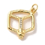 Brass Cubic Zirconia Pendants, with Jump Ring, Cube