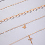 Butterfly Cross Pendant Multi-layer Necklace for Women, Simple and Fashionable Layered Neck Chain with Four Layers