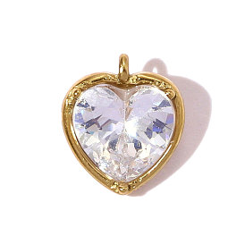 304 микро нержавеющей стали прокладывать Цирконом подвески, сердце прелести, ионное покрытие (ip)