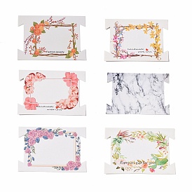Rectangle Paper Hair Ties Display Cards, Floral/Marble Jewelry Display Cards for Hair Ties