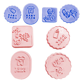 Food Grade Plastic Molds, Fondant Molds Set, Bakeware Tools, For DIY Cake Decoration, Chocolate, Candy Mold, Oval & Flat Round & Square
