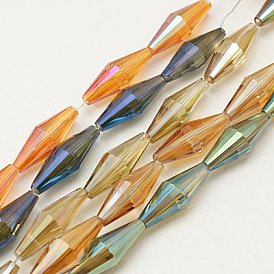 Electroplate Glass Beads, Faceted, Bicone, 20x8mm, Hole: 1mm