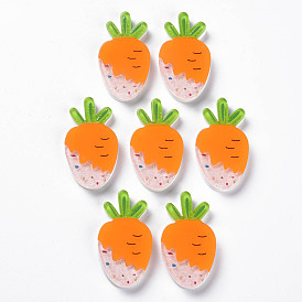 Cellulose Acetate(Resin) Cabochons, with Glitter Powder, Carrot