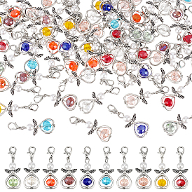 60шт 10 цвета гальваническое стекло подвесные украшения, со сплавочной фурнитурой, ангел