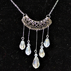 DIY Necklace Kits, Tibetan Style Alloy Glass Beaded Bib Pendant Necklace