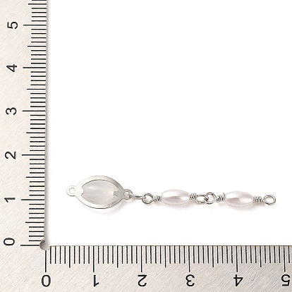 Breloques de connecteur de liens ovales en verre pavé de laiton plaqué en rack, avec perles en plastique imitation abs