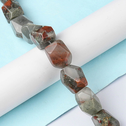 Natural Afican Bloodstone Beads Strands, Faceted, Nuggets