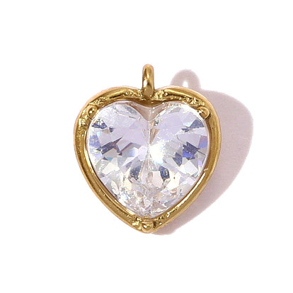 304 микро нержавеющей стали прокладывать Цирконом подвески, сердце прелести, ионное покрытие (ip)