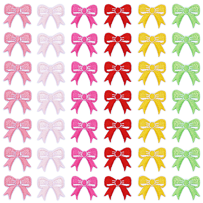 48 шт. 6 цветные банты из полиэстера с вышивкой, пришитые на ткань, шитье ремесленных украшений