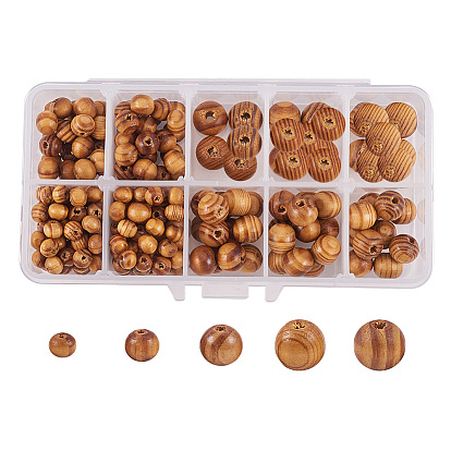 Cuentas de madera naturales, rondo