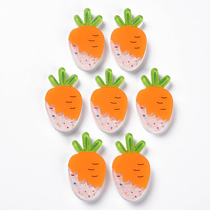 Cellulose Acetate(Resin) Cabochons, with Glitter Powder, Carrot