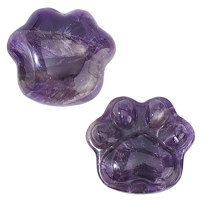 2Pcs Natural Gemstone Carved Figurines Statues for Home Office Desktop Decoration, Cat Paw Print