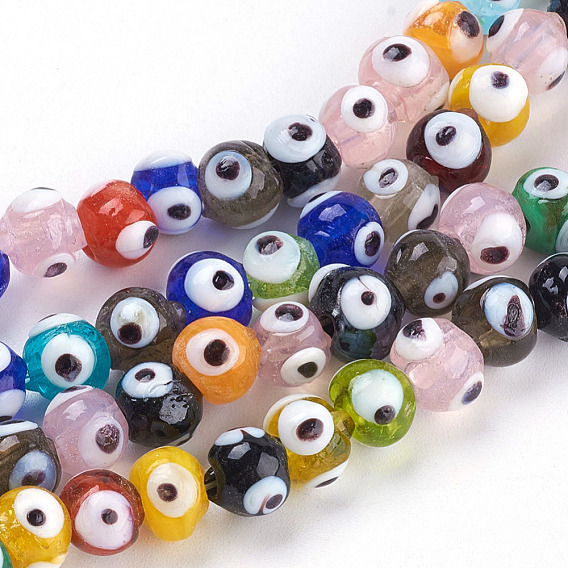 Handmade Lampwork Beads, Evil Eye, 8mm, Hole: 2mm